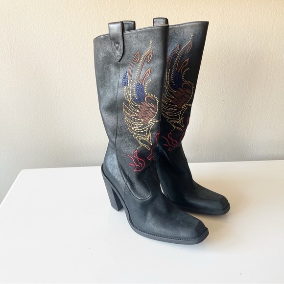 GIANNI BINI Western Boots black with Wing design size 6 - Picture 2 of 11